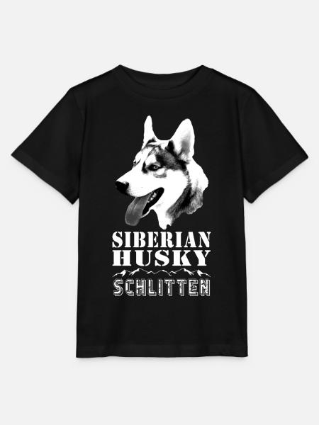 Sibirischer Husky mit Alpenlandschaft - Schlitten - Stanley/Stella Kinder T-Shirt MINI CREATOR  - Schwarz