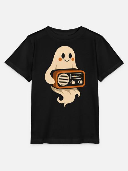 Geist mit Retroradio - Stanley/Stella Kinder T-Shirt MINI CREATOR - Schwarz