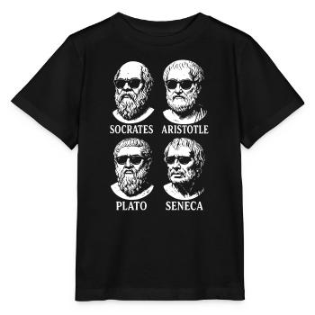 Sunglassed Greek Philosophers Quartet - Stanley/Stella MINI CREATOR Kids’ T-Shirt - black - Front - Mikhail (115cm)