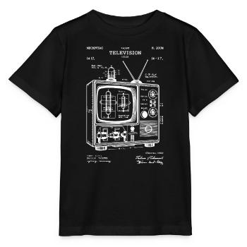 Vintage Television Schematic Blueprint patent Art - Stanley/Stella MINI CREATOR Kids’ T-Shirt - black - Front - Mikhail (115cm)