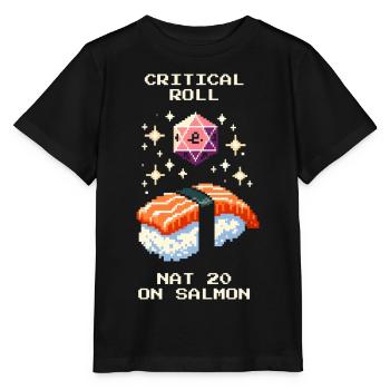 20 naturels sur le saumon | Sushi Tabletop RPG - T-shirt bio MINI CREATOR Stanley/Stella Enfant - noir - Devant - Mikhail (115cm)