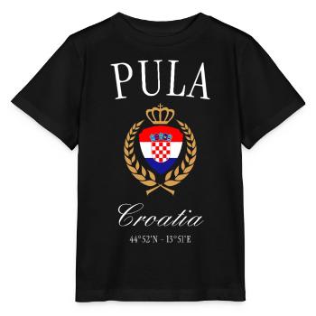 Pula Croatia Coat of Arms Crown – Travel Souvenir - Stanley/Stella MINI CREATOR Kids’ T-Shirt - black - Front - Mikhail (115cm)