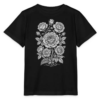 Monochrome Rose Silhouette Bouquet - Stanley/Stella MINI CREATOR Kids’ T-Shirt - black - Front - Mikhail (115cm)