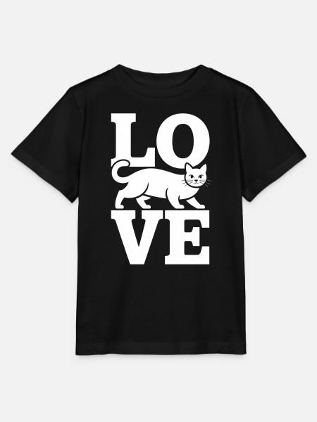 Cat Silhouette integrierte LOVE-Grafik - Stanley/Stella Kinder T-Shirt MINI CREATOR - Schwarz