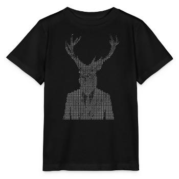Hirsch-ASCII-Kunst - Stanley/Stella Kinder T-Shirt MINI CREATOR  - Schwarz - Vorne - Mikhail (115cm)