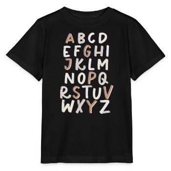 Alphabet Letters - Stanley/Stella Kinder T-Shirt MINI CREATOR  - Schwarz - Vorne - Mikhail (115cm)