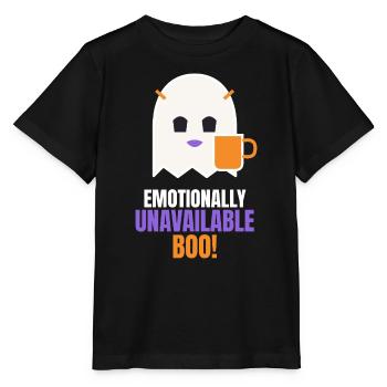 Emotionally Unavailable Boo Funny Ghost - Stanley/Stella Kinder T-Shirt MINI CREATOR  - Schwarz - Vorne - Mikhail (115cm)