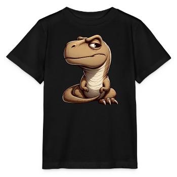 Dinosaure T-Rex curieux et sceptique - T-shirt bio MINI CREATOR Stanley/Stella Enfant - noir - Devant - Mikhail (115cm)