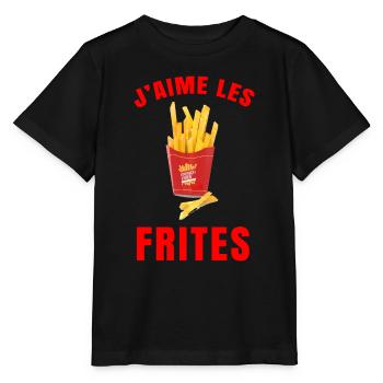 J'aime les frites - Cadeau gros mangeur de frites - T-shirt bio MINI CREATOR Stanley/Stella Enfant - noir - Devant - Mikhail (115cm)