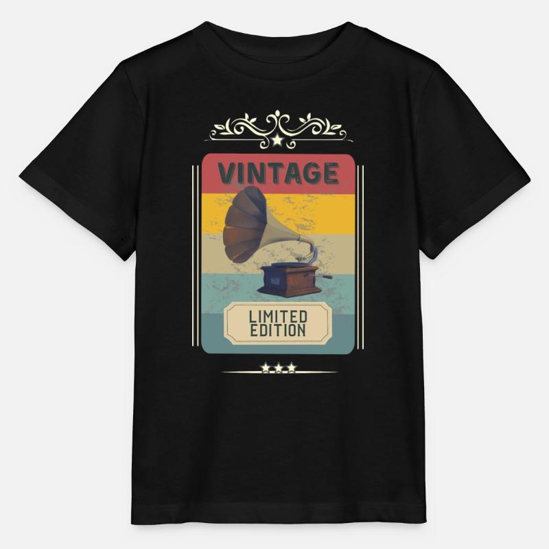 Gramophone vintage - édition limitée - T-shirt bio MINI CREATOR Stanley/Stella Enfant - noir