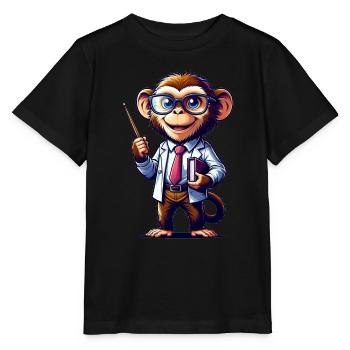 Cute Monkey Teacher - Stanley/Stella Kinder T-Shirt MINI CREATOR  - Schwarz - Vorne - Mikhail (115cm)