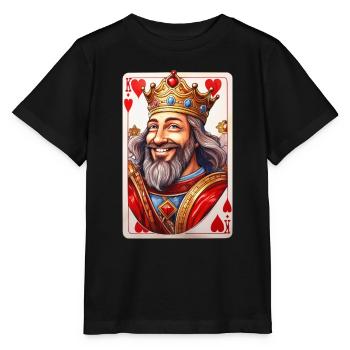 Herz König Spielkarte - Stanley/Stella Kinder T-Shirt MINI CREATOR  - Schwarz - Vorne - Mikhail (115cm)