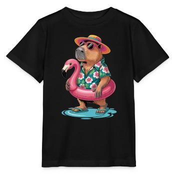 Capybara in den Sommerferien - Stanley/Stella Kinder T-Shirt MINI CREATOR  - Schwarz - Vorne - Mikhail (115cm)