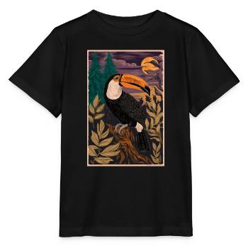 Mystischer Tukan im Mondschein - Stanley/Stella Kinder T-Shirt MINI CREATOR  - Schwarz - Vorne - Mikhail (115cm)