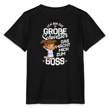 Große Schwester Spruch Schwangerschaft Mädchen - Stanley/Stella Kinder T-Shirt MINI CREATOR  - Schwarz - Vorne - Mikhail (115cm)