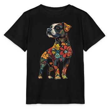 Staffordshire Bullterrier - Stanley/Stella Kinder T-Shirt MINI CREATOR  - Schwarz - Vorne - Mikhail (115cm)