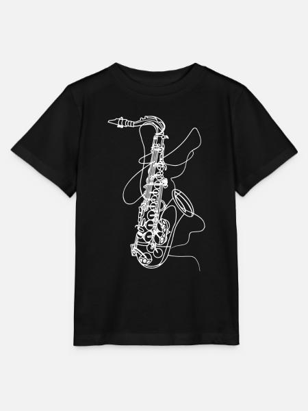 Saxophon Skizze - Stanley/Stella Kinder T-Shirt MINI CREATOR - Schwarz
