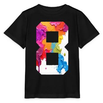 FARBIG NUMMER 8 BUNT 8. GEBURTSTAG - Stanley/Stella Kinder T-Shirt MINI CREATOR  - Schwarz - Vorne - Mikhail (115cm)