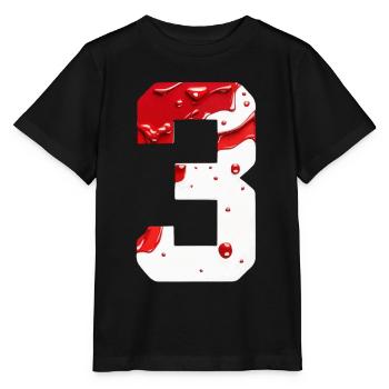 NO. 3 NUMBER 3 RED WHITE 3RD BIRTHDAY - Stanley/Stella MINI CREATOR Kids’ T-Shirt - black - Front - Mikhail (115cm)