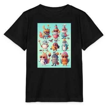 Quirky characters - Stanley/Stella MINI CREATOR Kids’ T-Shirt - black - Front - Mikhail (115cm)