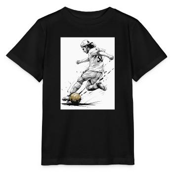 Dynamic Black And White Soccer Player Fussballer - Stanley/Stella Kinder T-Shirt MINI CREATOR  - Schwarz - Vorne - Mikhail (115cm)
