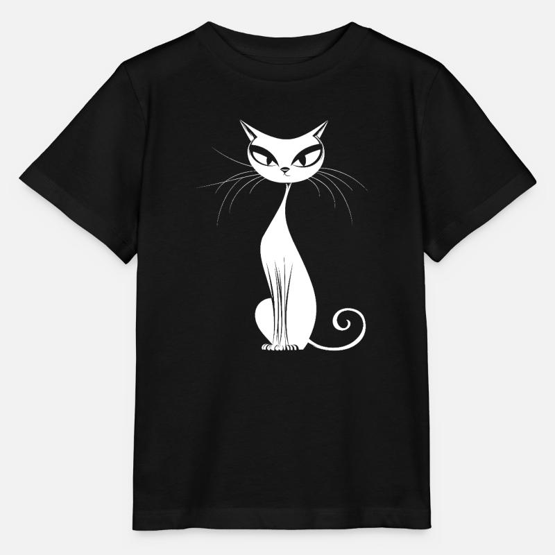 Chat blanc élégant - T-shirt bio MINI CREATOR Stanley/Stella Enfant - noir
