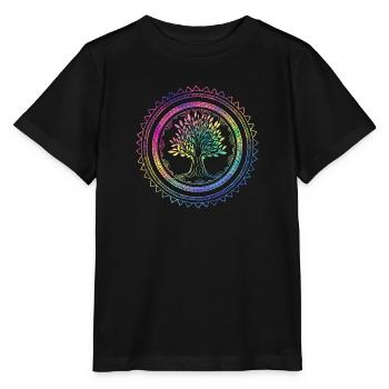 Yoga Arbre de vie Mandala Cadeau ésotérique - T-shirt bio MINI CREATOR Stanley/Stella Enfant - noir - Devant - Mikhail (115cm)