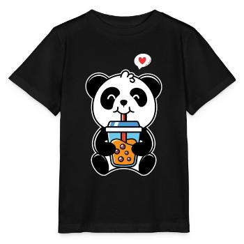 Panda trink - Stanley/Stella Kinder T-Shirt MINI CREATOR  - Schwarz - Vorne - Mikhail (115cm)