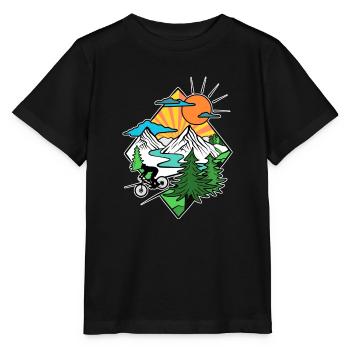Wijldetro MTB Mountainbiking in Nature Downhill - Stanley/Stella Kinder T-Shirt MINI CREATOR  - Schwarz - Vorne - Mikhail (115cm)