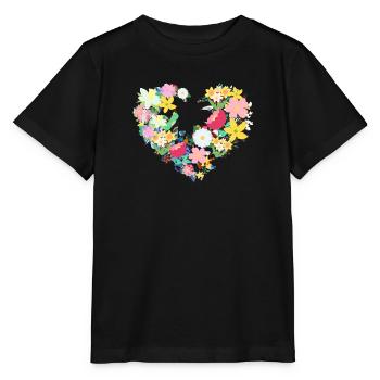 coeur de fleur, fleurs, floral, fleur - T-shirt bio MINI CREATOR Stanley/Stella Enfant - noir - Devant - Mikhail (115cm)