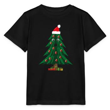 Süßer Weihnachtsbaum mit Weihnachtsmütze in rot. - Stanley/Stella Kinder T-Shirt MINI CREATOR  - Schwarz - Vorne - Mikhail (115cm)