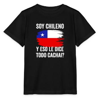 Chili Drapeau Pride Chilien Drôle Camiseta Chilena - T-shirt bio MINI CREATOR Stanley/Stella Enfant - noir - Devant - Mikhail (115cm)