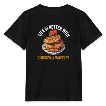 Amateur d’ailes de poulet frites au poulet et aux gaufres - T-shirt bio MINI CREATOR Stanley/Stella Enfant - noir - Devant - Mikhail (115cm)