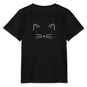 cat face - Stanley/Stella MINI CREATOR Kids’ T-Shirt - black - Front - Mikhail (115cm)