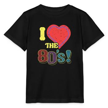 J'aime les années 80 J'aime la musique pop des années 80 - T-shirt bio MINI CREATOR Stanley/Stella Enfant - noir - Devant - Mikhail (115cm)
