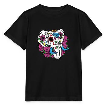 Elephant Sugar Skull Elefant Goa Zombie Totenkopf - Stanley/Stella MINI CREATOR Kids’ T-Shirt - black - Front - Mikhail (115cm)