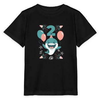 2nd birthday with balloons and sweet shark birthday - Stanley/Stella MINI CREATOR Kids’ T-Shirt - black - Front - Mikhail (115cm)