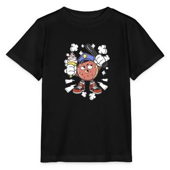 Donut Polizist Süßigkeiten Polizei Eiscreme Eis - Stanley/Stella Kinder T-Shirt MINI CREATOR  - Schwarz - Vorne - Mikhail (115cm)
