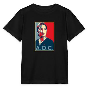AOC for President 2024 Alexandria Ocasio-Cortez - T-shirt bio MINI CREATOR Stanley/Stella Enfant - noir - Devant - Mikhail (115cm)