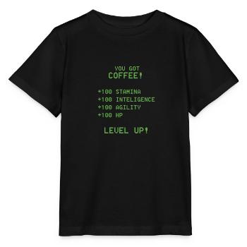 RPG-Spieler Kaffee Level-Up-Spiel - Stanley/Stella Kinder T-Shirt MINI CREATOR  - Schwarz - Vorne - Mikhail (115cm)