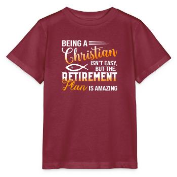 Plan de retraite religieuse chrétienne - T-shirt bio MINI CREATOR Stanley/Stella Enfant - bordeaux - Devant - Kain (125cm)