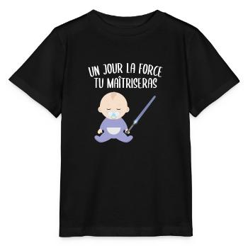 Star Force Wars Bébé Humour Cadeau Sabre Laser - T-shirt bio MINI CREATOR Stanley/Stella Enfant - noir - Devant - Mikhail (115cm)