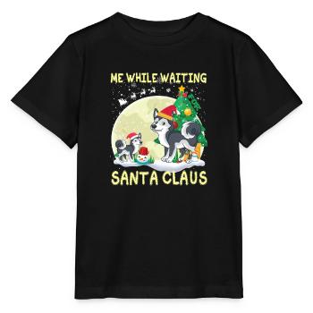 Husky moi en attendant le Père Noël - T-shirt bio MINI CREATOR Stanley/Stella Enfant - noir - Devant - Mikhail (115cm)