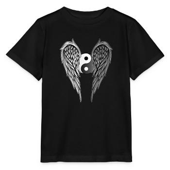 Yin & Yang ailes ailes d'ange ailes d'ange version 2 - T-shirt bio MINI CREATOR Stanley/Stella Enfant - noir - Devant - Mikhail (115cm)