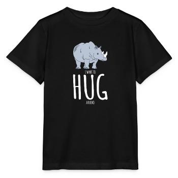 Je veux étreindre un rhinocéros - Chemise drôle de rhinocéros - T-shirt bio MINI CREATOR Stanley/Stella Enfant - noir - Devant - Mikhail (115cm)