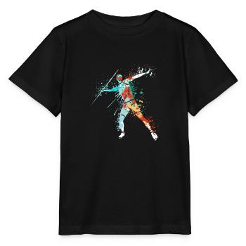 Conception du lanceur de javelot splash pour Javelinist - T-shirt bio MINI CREATOR Stanley/Stella Enfant - noir - Devant - Mikhail (115cm)