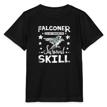 Falconer is my favorite survival skill - Stanley/Stella Kinder T-Shirt MINI CREATOR  - Schwarz - Vorne - Mikhail (115cm)