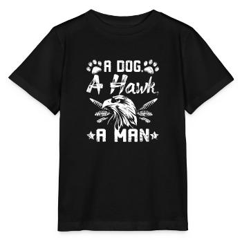 Hunting A dog a hawk a man falconer - Stanley/Stella Kinder T-Shirt MINI CREATOR  - Schwarz - Vorne - Mikhail (115cm)