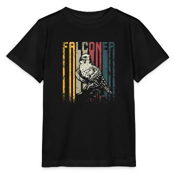 Retro Vintage Falconry Falconer - Stanley/Stella MINI CREATOR Kids’ T-Shirt - black - Front - Mikhail (115cm)