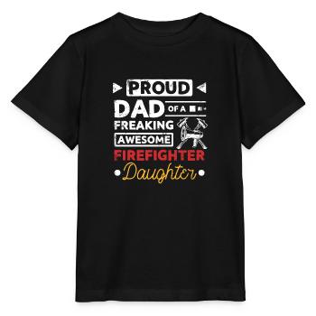 Fier papa d’une fille pompière géniale - T-shirt bio MINI CREATOR Stanley/Stella Enfant - noir - Devant - Mikhail (115cm)